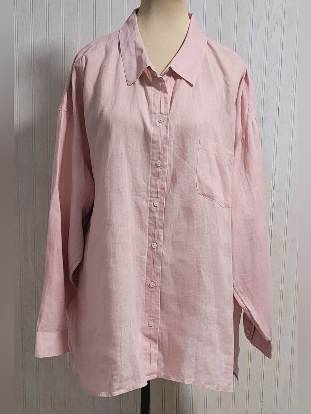 J.Jill Love Linen Dusty Pink Button Down Long Sleeve Top 3X EUC